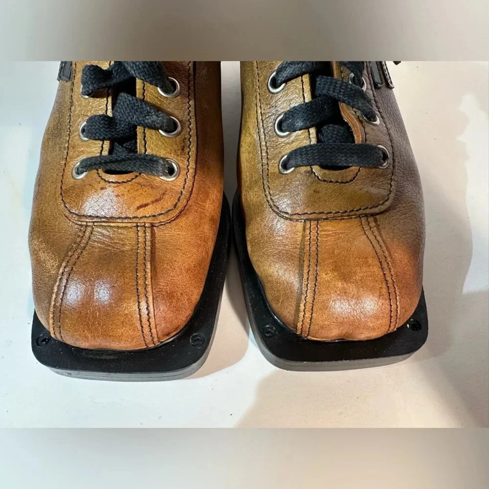Vtg Norrona All-Leather Norway 909 Nordic Norm 3 pin Ski Shoes EU Size 38 75 MM - Picture 7 of 11